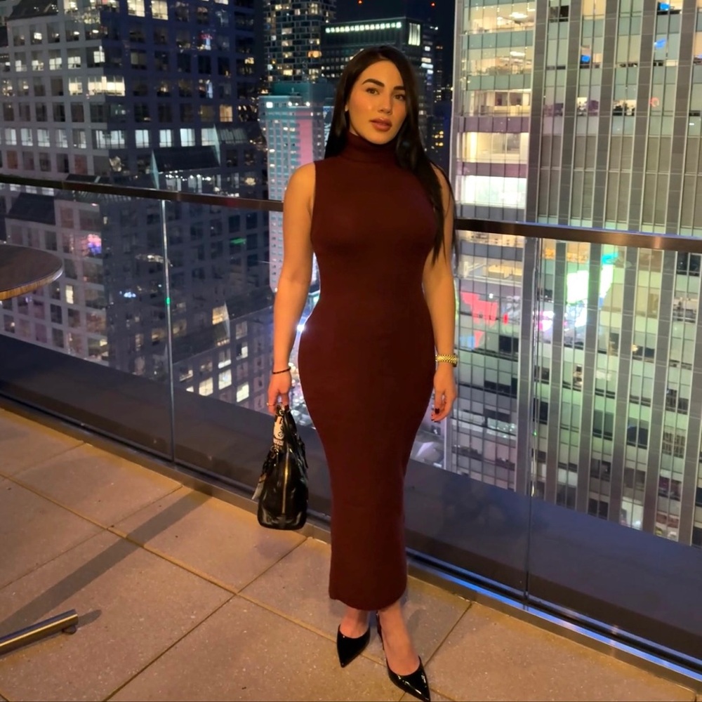 Turtleneck Midi Sweater Dress